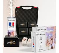 SPARKLERS CLUB Pack 4 Déclencheurs + 10 Jets de Scène 1 Mètre 30 Secondes couleur Argent - Pile et Télécommande Inclus - Jet de scène artifice d'Intérieur à Étincelles pour Mariage - Catégorie F1