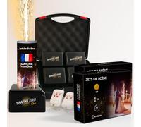SPARKLERS CLUB Pack 4 Déclencheurs + 10 Jets de Scène 1 Mètre 30 Secondes couleur or - Pile et Télécommande Inclus - Jet de scène artifice d'Intérieur à Étincelles pour Mariage - Catégorie F1