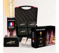SPARKLERS CLUB Pack 4 Déclencheurs + 5 Jets de Scène 3 Mètres 30 Secondes couleur or - Pile et Télécommande Inclus - Jet de scène artifice d'Intérieur à Étincelles pour Mariage - Catégorie F1