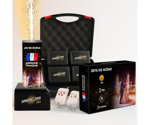 SPARKLERS CLUB Pack 4 Déclencheurs + 5 Jets de Scène 3 Mètres 60 Secondes couleur or - Pile et Télécommande Inclus - Jet de scène artifice d'Intérieur à Étincelles pour Mariage - Catégorie F1