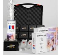 SPARKLERS CLUB Pack 8 Déclencheurs + 10 Jets de Scène 3 Mètres 60 Secondes couleur Argent - Pile et Télécommande Inclus - Jet de scène artifice d'Intérieur à Étincelles pour Mariage - Catégorie F1