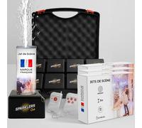 SPARKLERS CLUB Pack 8 Déclencheurs + 15 Jets de Scène 3 Mètres 60 Secondes couleur Argent - Pile et Télécommande Inclus - Jet de scène artifice d'Intérieur à Étincelles pour Mariage - Catégorie F1