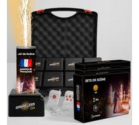 SPARKLERS CLUB Pack 8 Déclencheurs + 15 Jets de Scène 3 Mètres 60 Secondes couleur or - Pile et Télécommande Inclus - Jet de scène artifice d'Intérieur à Étincelles pour Mariage - Catégorie F1