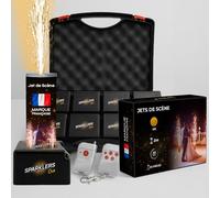 SPARKLERS CLUB Pack 8 Déclencheurs + 5 Jets de Scène 2 Mètres 30 Secondes couleur or - Pile et Télécommande Inclus - Jet de scène artifice d'Intérieur à Étincelles pour Mariage - Catégorie F1