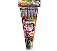 SPARKLERS CLUB Pack de 10 Pétards Fusées ÉLECTRON® NÉON - Effets Lumineux Vifs et Flashy - 20 mm - Portée 60 m - Catégorie F1 - Feux d?Artifice d?Extérieur