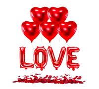 SPARKLERS CLUB PACK ROMANTIQUE SAINT-VALENTIN - Ballons C?ur Rouge (x5) + 100 pétales de rose rouge + Ballon LOVE en amoureux, idéal pour Saint Valentin