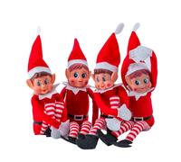 SPARKLERS CLUB Petit Lutin Coquin Farceur de Noel Elf 2 Garcons & 2 Filles, Lot de 4 Elfes en Peluche, idéal pour préparer Noel Enfants et Adultes - Figurine ludique et Souple Magie