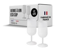 SPARKLERS CLUB Verres à Vin Réutilisables Eco Cup 12cl (18cl à ras bord) MADE IN FRANCE - Fabriqué en en Polypropylène, Verre Réutilisable de Haute Qualité (Givré Translucide, 24)