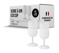 SPARKLERS CLUB Verres à Vin Réutilisables Eco Cup 12cl (18cl à ras bord) MADE IN FRANCE - Fabriqué en en Polypropylène, Verre Réutilisable de Haute Qualité (Givré Translucide, 12)
