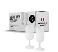 SPARKLERS CLUB Verres à Vin Réutilisables Eco Cup 12cl (18cl à ras bord) MADE IN FRANCE - Fabriqué en en Polypropylène, Verre Réutilisable de Haute Qualité (Givré Translucide, 12)