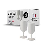 SPARKLERS CLUB Verres à Vin Réutilisables Eco Cup 12cl (18cl à ras bord) MADE IN FRANCE - Fabriqué en en Polypropylène, Verre Jetable et Réutilisable de Haute Qualité (Blanc, 40)