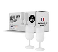 SPARKLERS CLUB Verres à Vin Réutilisables Eco Cup 12cl (18cl à ras bord) MADE IN FRANCE - Fabriqué en en Polypropylène, Verre Réutilisable de Haute Qualité (Givré Translucide, 120)