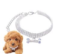 Sparkles Collier pour chien - Collier en strass pour animal domestique, accessoire avec pendentif en forme d'os, 3 rangées avec sangle réglable | Choix élégant pour les petits chiens et chats, bijoux