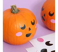 Sparkles Partyware Lot de 10 autocollants visage de citrouille d'Halloween - Lot de 10 grands et petits autocollants en vinyle pour décorer des ballons et des citrouilles - Décoration amusante pour