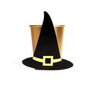 Sparkles Partyware Lot de 40 gobelets en carton en forme de chapeau de sorcière d'Halloween avec accessoires en forme de chapeau de sorcière noir à faire soi-même - Vaisselle amusante et décorations