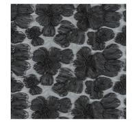 Sparkling Beaded Embroidered Lace 3D Floral Mesh Fabric For DIY Wedding Dresses Formal Gowns Stage Performance Costumes(Black)