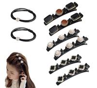 Sparkling Crystal Stone Braided Hair Clips, 2024 New Braided Hair Clips for Women, Hairpin Duckbill Clips with 3 Small Clips Hair Barrette Rhinestone Hair Clips (6pcs-E)