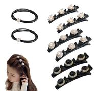 Sparkling Crystal Stone Braided Hair Clips, 2024 New Braided Hair Clips for Women, Hairpin Duckbill Clips with 3 Small Clips Hair Barrette Rhinestone Hair Clips (6pcs-C)