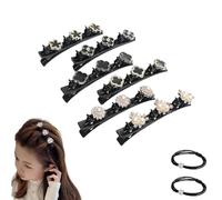 Sparkling Crystal Stone Braided Hair Clips, 2024 New Braided Hair Clips for Women, Hairpin Duckbill Clips with 3 Small Clips Hair Barrette Rhinestone Hair Clips (6pcs-J)