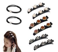 Sparkling Crystal Stone Braided Hair Clips, 2024 New Braided Hair Clips for Women, Hairpin Duckbill Clips with 3 Small Clips Hair Barrette Rhinestone Hair Clips (6pcs-B)