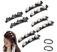 Sparkling Crystal Stone Braided Hair Clips, 2024 New Braided Hair Clips for Women, Hairpin Duckbill Clips with 3 Small Clips Hair Barrette Rhinestone Hair Clips (8pcs-D)