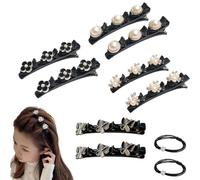 Sparkling Crystal Stone Braided Hair Clips, 2024 New Braided Hair Clips for Women, Hairpin Duckbill Clips with 3 Small Clips Hair Barrette Rhinestone Hair Clips (8pcs-F)