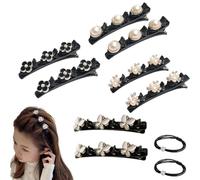 Sparkling Crystal Stone Braided Hair Clips, 2024 New Braided Hair Clips for Women, Hairpin Duckbill Clips with 3 Small Clips Hair Barrette Rhinestone Hair Clips (8pcs-E)