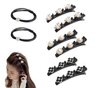 Sparkling Crystal Stone Braided Hair Clips, 2024 New Braided Hair Clips for Women, Hairpin Duckbill Clips with 3 Small Clips Hair Barrette Rhinestone Hair Clips (6pcs-A)