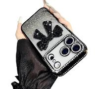 Sparkling Diamond Women's Phone Case with Cute Bow for iPhone 17/16/15/14/13 Pro Max, Luxury 3D Crystal Diamond Bow Phone Case for iPhone 13-17 Series (Black,13pro)