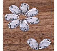 Sparkling Drop Shape Resin Flatback Couture des avec Double Trous White 200pcs Pack pour Artisanat Sacs de Vêtements Decoration (White)