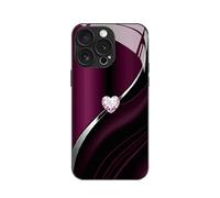 Sparkling Heart Hard Case for iPhone 17/16/15/14/13/12/11 Pro Max, Curve Double Heart Hard Case Made of Shockproof Tempered Glass, Full-Coverage Drop Protection Phones Cases (Black,for iPhone16 E)