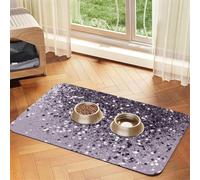 Sparkling Lavender Lady Glitter Shiny Decor Art,Waterproof Pet Feeding Mat,PU Leather Placemats for Cat Dog Water Bowl,Food Mats,40x60cm