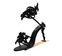 Sparkling Rhinestone Flower Thin High Heel Sandals Women's Gladiator Ankle Straps Fairy Sandalias Summer Banquet Dress Shoes(Green,37)