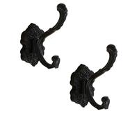 SparklWLeaf 1/2 pièces patères en alliage d'aluminium 4.72 * 3.74 pouces or/Bronze/laiton/cuivre/noir/blanc crochet mural en métal pour crochet(Black-2pcs)
