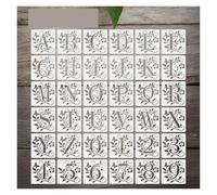 SparklWLeaf Pochoirs graffiti Ensemble de pochoirs Alphabet et chiffres floraux, 36 pièces, 3.94x3.94 pouces, modèles PET réutilisables for Scrapbooking pour la peinture artistique DIY