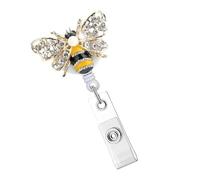 Sparkly Butterfly Design Insigne détachable à un clip Reel Abs Matériaux Durabilité titulaire de bureau pour employés d'entreprise Cristal Abeilles papillon Porte-badge rétractable