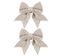 Sparkly Christmas Bows - Holiday Ribbon Decor, 2 Piece Glitter Ribbon Christmas Bows for Tree and Gift Wrapping | Decorative Bow for Home Outdoor Wall Crafts Parties, Holiday