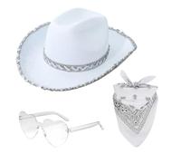 Sparkly Cowboy Headgear - Sequin Dress Up Hat for Party Fun | Non-Woven Fabric+Acrylic with 37x29x14cm Size, Lightweight 150g Build, Includes Bandana and Glasses, Perfect for Carnival Concert