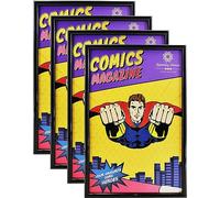 SparklyHome Lot de 4 cadres de bande dessinée avec protection UV pour bandes dessinées actuelles jusqu'à 16,5 x 26,4 cm, affichage mural ou de table