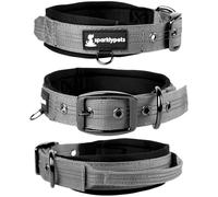 SparklyPets - Collier pour Chien de Moyenne à Grande Taille - Hyper Résistant, avec Poignée Souple et Boucle Nickelée - Collier Professionnel avec Points de Suture Réfléchissants