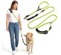 SparklyPets - Double Laisse pour 2 Petits Chiens - Corde Élastique Anti-Nœuds avec Coupleurs Réglables et Poignée Souple - Bandes Réfléchissantes