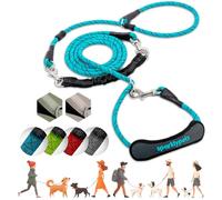 SparklyPets - Double Laisse pour 2 Petits Chiens - Corde Élastique Anti-Nœuds avec Coupleurs Réglables et Poignée Souple - Bandes Réfléchissantes