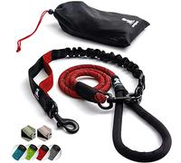 SparklyPets - Laisse à Corde élastique pour Chiens de Petite et Grande Taille - Anti-Traction pour l’Absorption des Chocs, Laisse antidérapante à Bandes réfléchissantes pour l’extérieur Rouge