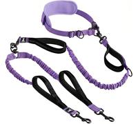 SparklyPets - Laisse double mains libres pour chiens femelles de taille moyenne et grande - Poignées rembourrées, coutures réfléchissantes, pas de traction, anti-nœuds - Pour la marche, la randonnée