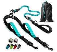 SparklyPets Laisse Double pour 2 Chiens de Moyenne et Grande Taille - Double Laisse Anti Traction pour Chien Antidérapante à Bandes Réfléchissantes - Accessoire Chien Solide pour Promenade et Balade