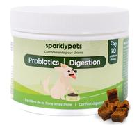 SparklyPets - Probiotics - Digestion - Complément Alimentaire pour Chien - Confort Digestif et Flore Intestinale - Prébiotique et Probiotique Chien - 90 Unités, 270g, Goût Poulet