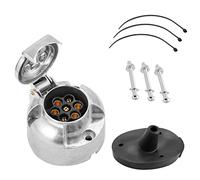 SPARKMOTO 12V Étanche Prise pour Remorque 7 Broches Métal,Prise Attelage 7 Broches Femelle en Métal,avec Protection étanche Joint arrière pour Prise, Adaptateur Prise d'attelage en Aluminium(SKM07S)