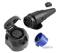 SPARKMOTO 12V Prise Attelage 13 Broches Femelle et Prise de remorque mâle 13 Broches Étanche,Prise Remorque 13 Broches et Fiche Remorque 13 Broches,Norme ISO 11446,avec Support de fiche Bleu(SK1304B)