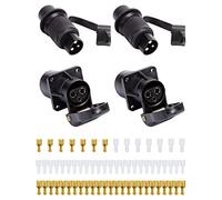 SPARKMOTO 2 Pièces x Fiche 3 Broches male et Prise 3 Broches femelle,Prise Remorque 3 Broches,12V Étanche Prise 3 Broches Male Femelle Connecteur,Prise 3 Broches pour Tracteur Agricole Véhicule Bateau