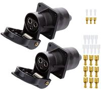 SPARKMOTO 2 Pièces x Prise 3 Broches Femelle 12V 24V,Prise 3 Broches Remorque Connecteur 3 Broche pour Véhicules Agricole,Prise 3 Broches pour Tracteur,avec cosses plates et isolations,Norme DIN9680